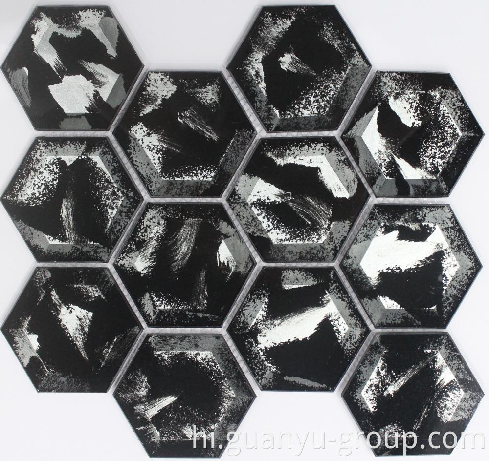 Black Classical Hexagon Crystal Mosaic